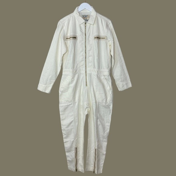 Sandrine Rose Pants - Sandrine Rose Oversized Cotton/Linen Zip Jumpsuit Snow Women S NWT Chest Pocket